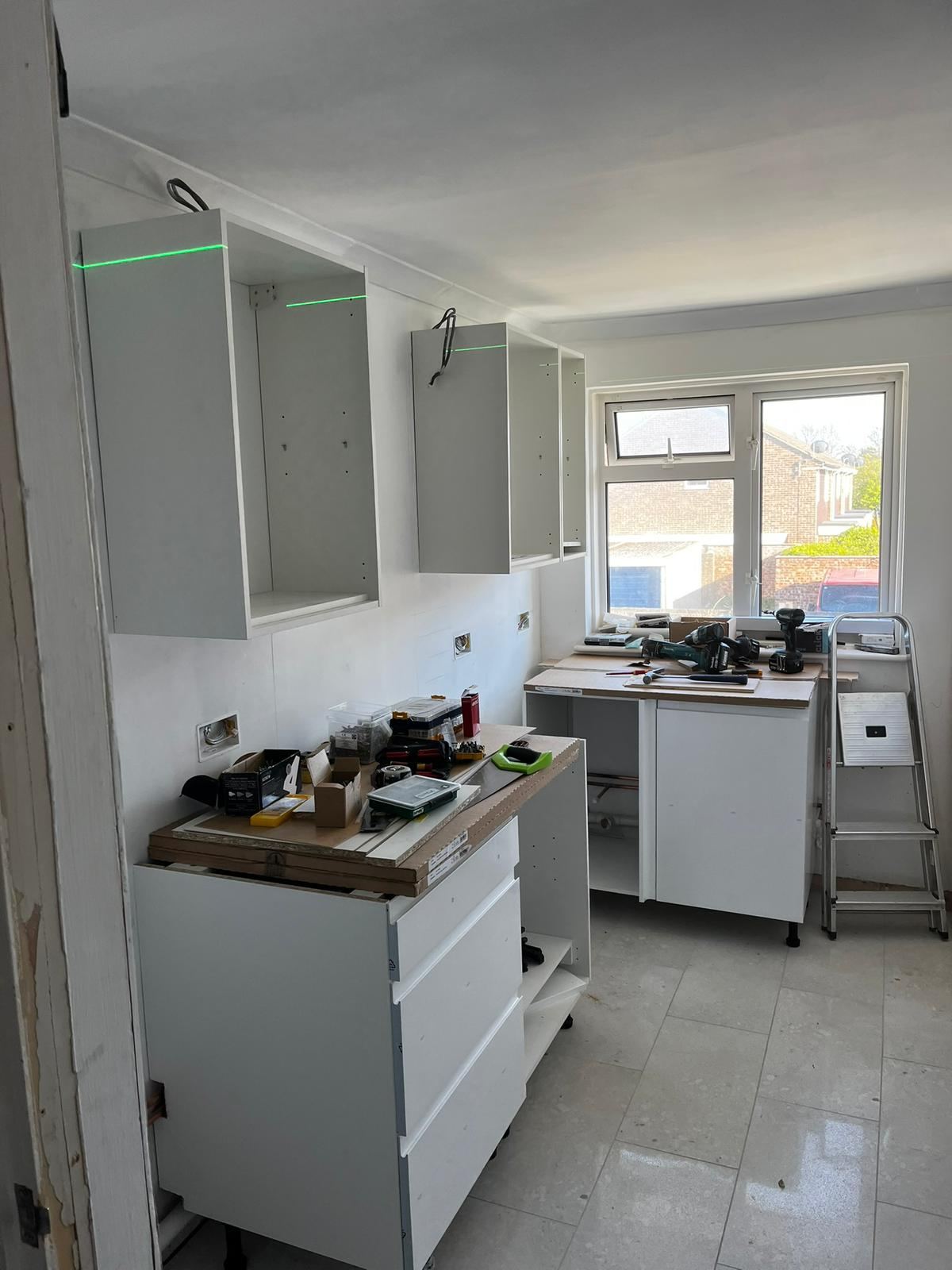 New kitchen units being installed